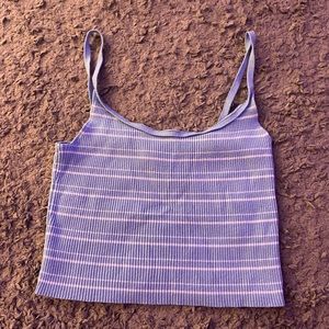 Striped-Blue Cropped Tank Top